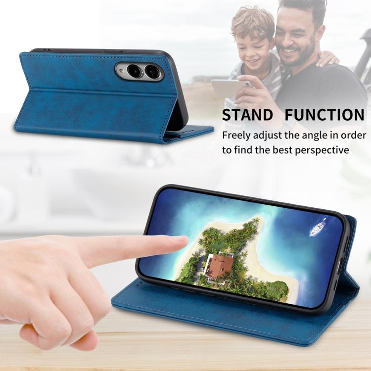 For Samsung Galaxy S25 Edge 5G Business Solid Color Magnetic RFID Leather Phone Case