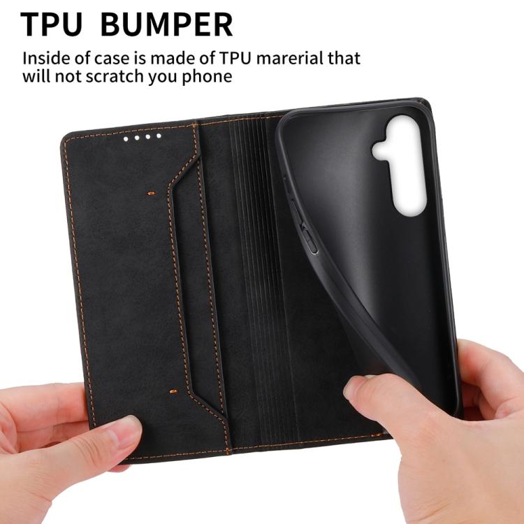For Samsung Galaxy S25 FE 5G Business Solid Color Magnetic RFID Leather Phone Case