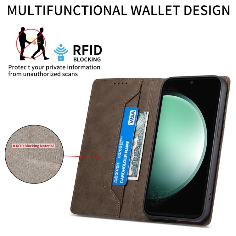 For Samsung Galaxy S25 FE 5G Business Solid Color Magnetic RFID Leather Phone Case