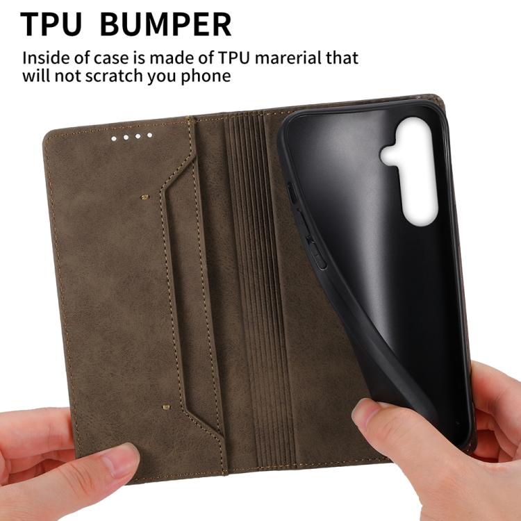 For Samsung Galaxy S25 FE 5G Business Solid Color Magnetic RFID Leather Phone Case