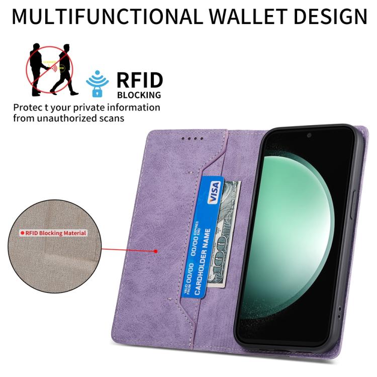 For Samsung Galaxy S25 FE 5G Business Solid Color Magnetic RFID Leather Phone Case