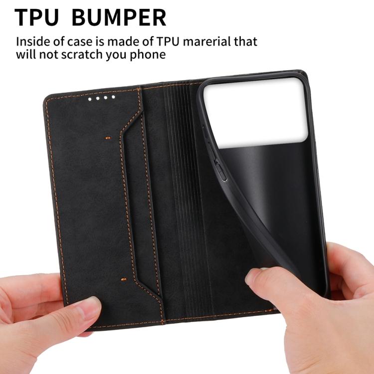 For Samsung Galaxy S26 Edge 5G Business Solid Color Magnetic RFID Leather Phone Case