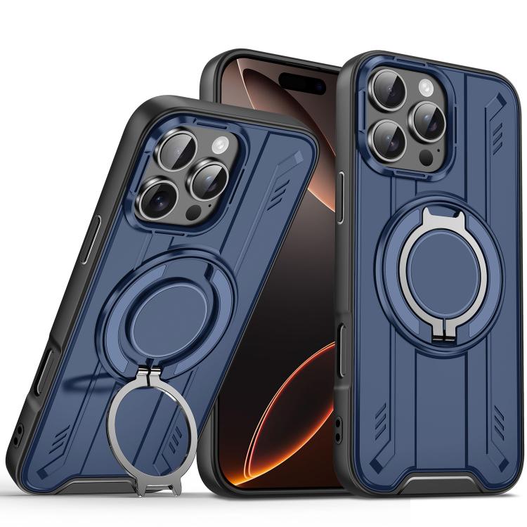 For iPhone 16 Pro Max Rotating Ring Holder Magnetic MagSafe Phone Case