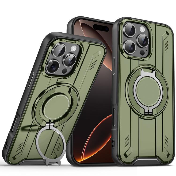 For iPhone 16 Pro Max Rotating Ring Holder Magnetic MagSafe Phone Case