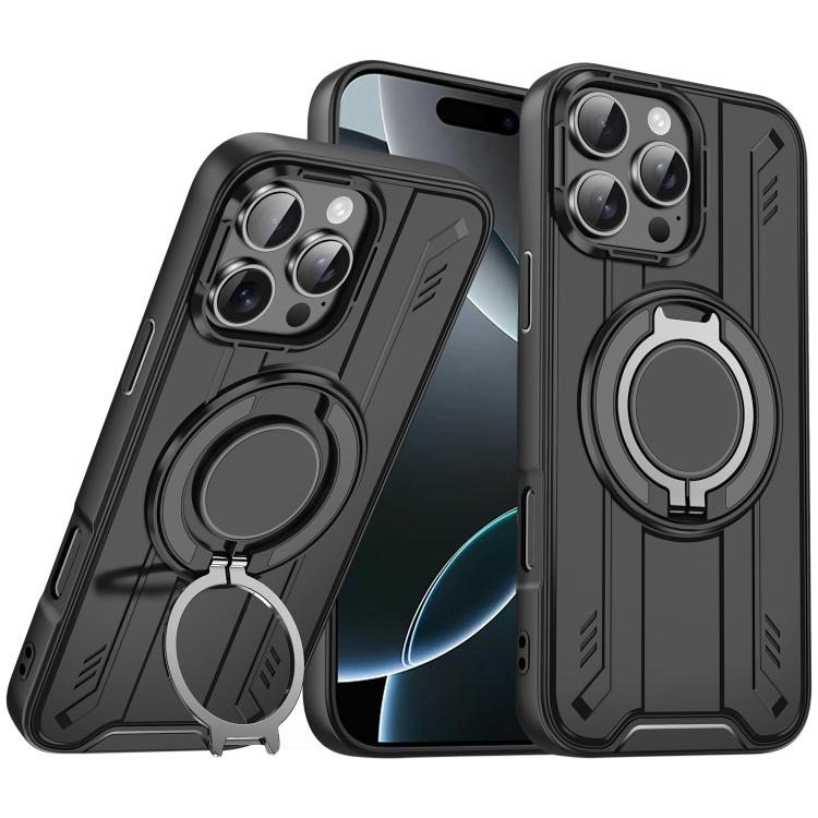 For iPhone 16 Pro Rotating Ring Holder Magnetic MagSafe Phone Case
