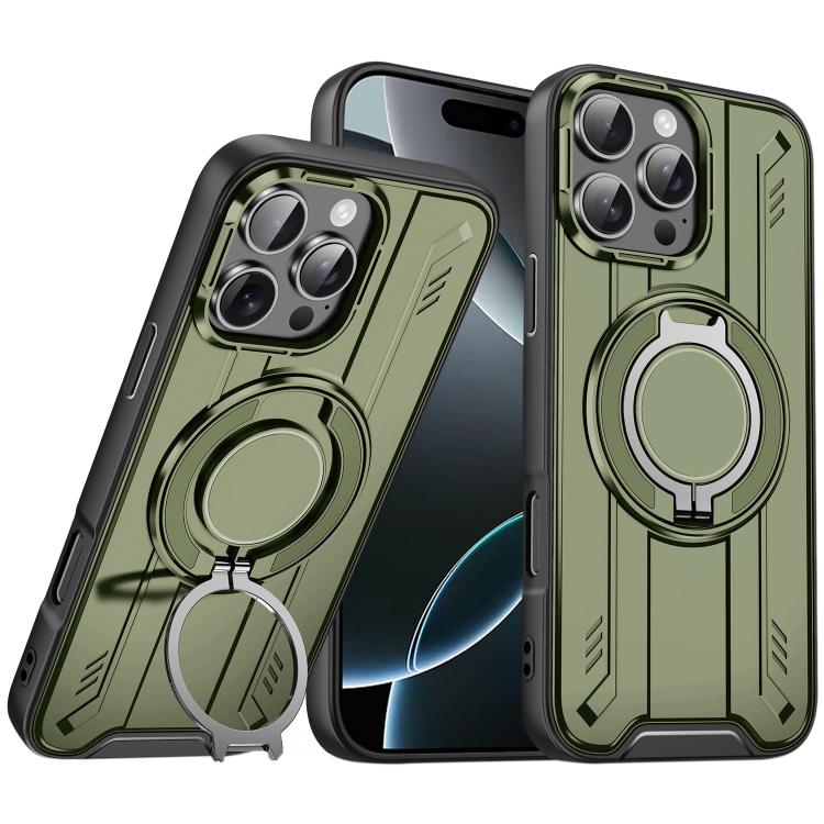 For iPhone 16 Pro Rotating Ring Holder Magnetic MagSafe Phone Case