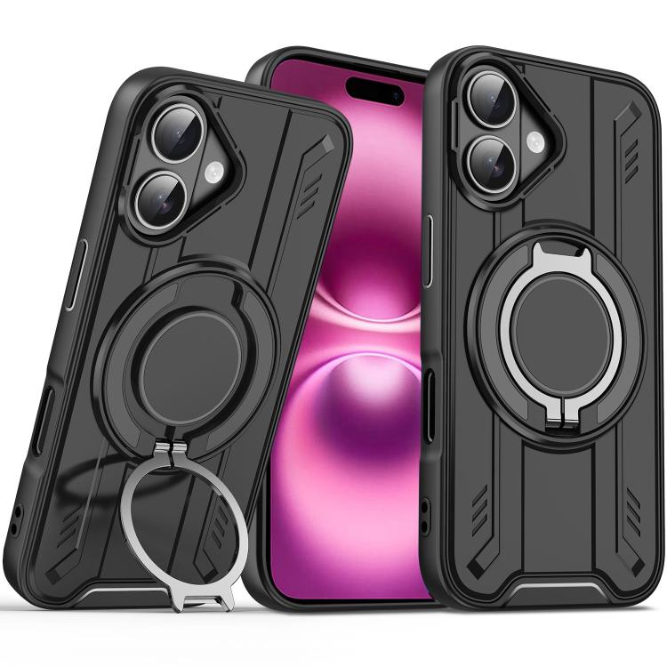 For iPhone 16 Plus Rotating Ring Holder Magnetic MagSafe Phone Case