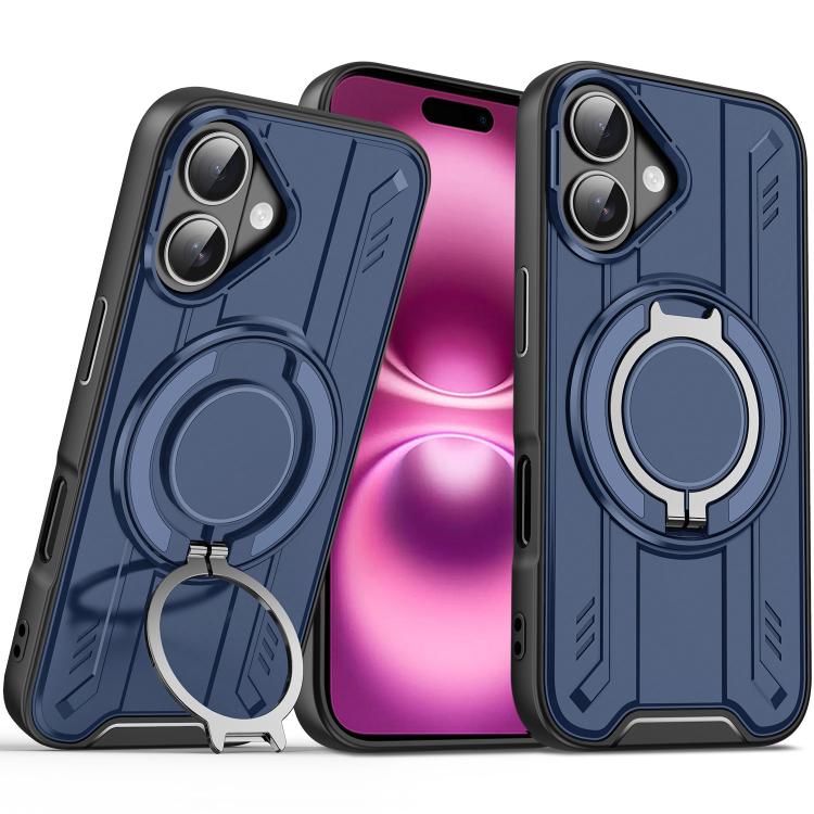 For iPhone 16 Plus Rotating Ring Holder Magnetic MagSafe Phone Case