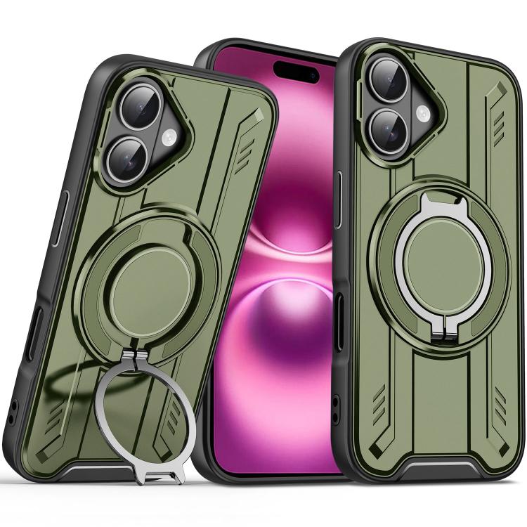 For iPhone 16 Plus Rotating Ring Holder Magnetic MagSafe Phone Case