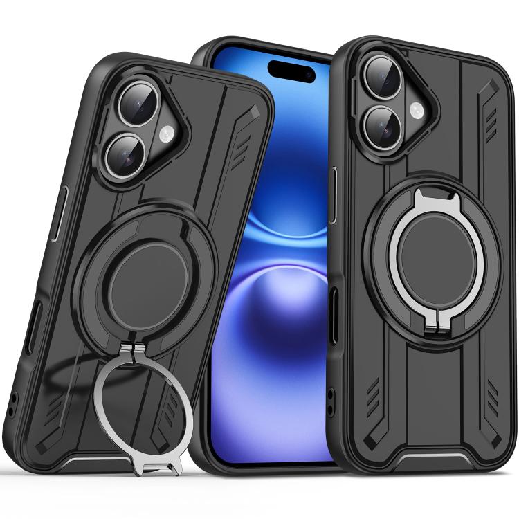 For iPhone 16 Rotating Ring Holder Magnetic MagSafe Phone Case