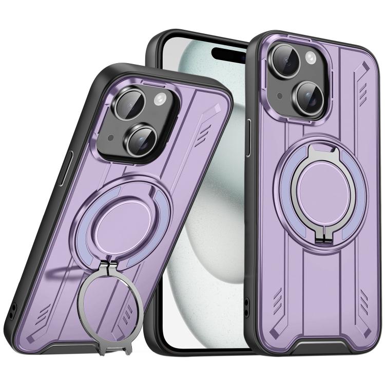 For iPhone 15 Plus Rotating Ring Holder Magnetic MagSafe Phone Case