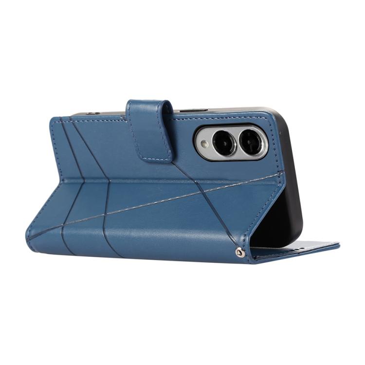For Samsung Galaxy S25 Edge 5G PU Genuine Leather Texture Embossed Line Phone Case