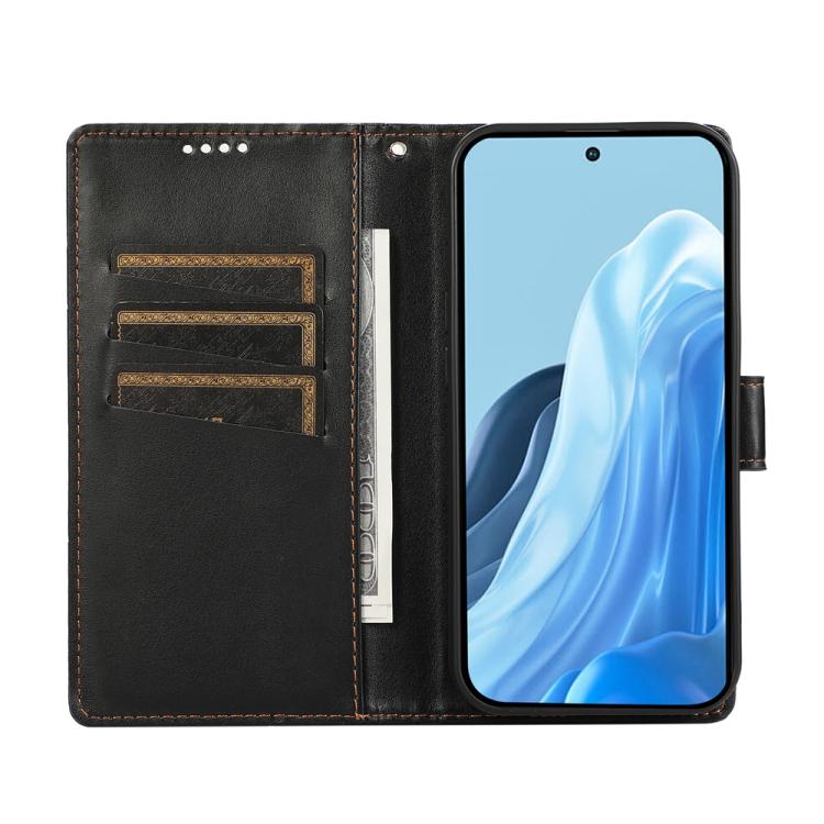 For Samsung Galaxy S25 Edge 5G PU Genuine Leather Texture Embossed Line Phone Case