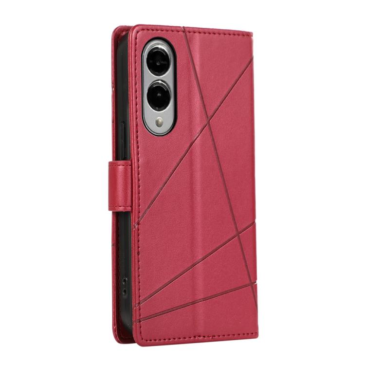 For Samsung Galaxy S25 Edge 5G PU Genuine Leather Texture Embossed Line Phone Case