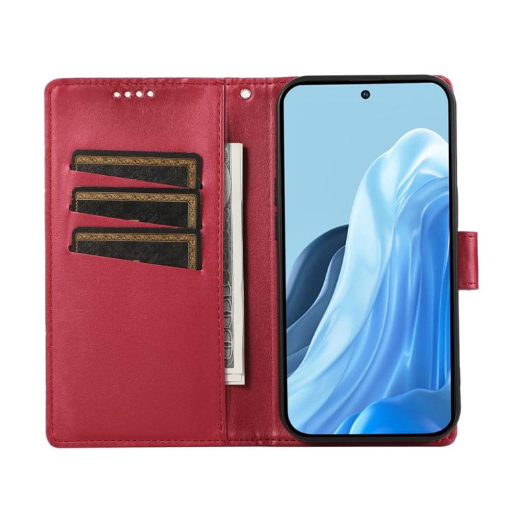 For Samsung Galaxy S25 Edge 5G PU Genuine Leather Texture Embossed Line Phone Case