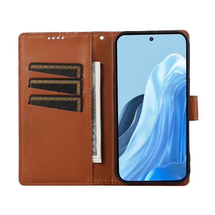 For Samsung Galaxy S25 Edge 5G PU Genuine Leather Texture Embossed Line Phone Case