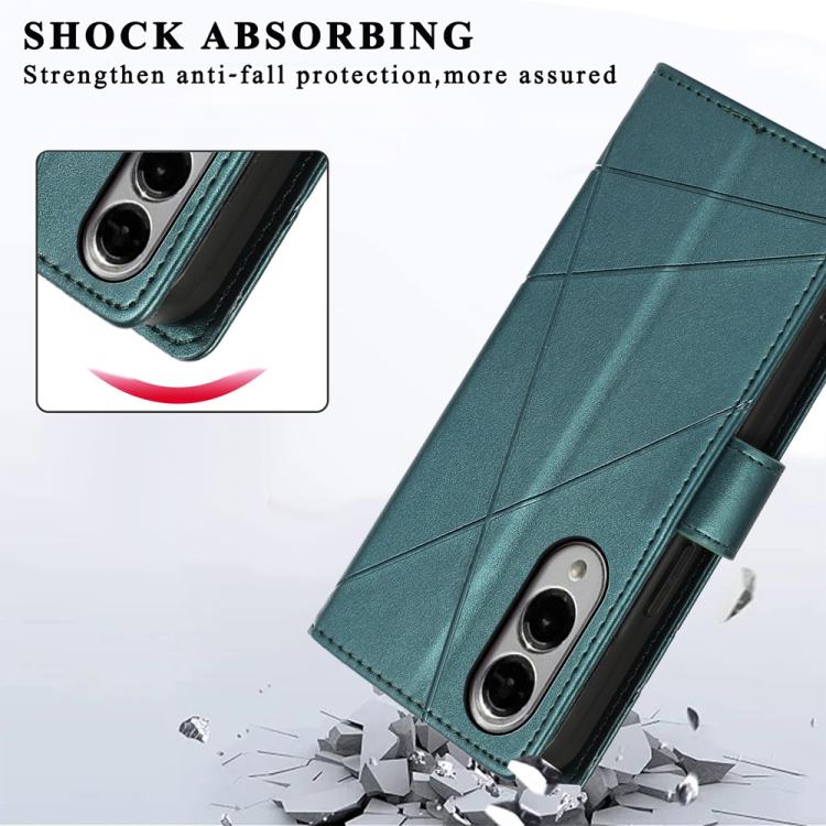 For Samsung Galaxy S25 Edge 5G PU Genuine Leather Texture Embossed Line Phone Case