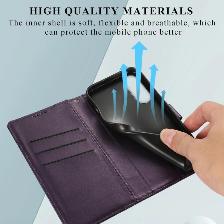 For Samsung Galaxy S25 Edge 5G PU Genuine Leather Texture Embossed Line Phone Case