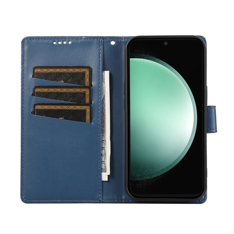 For Samsung Galaxy S25 FE 5G PU Genuine Leather Texture Embossed Line Phone Case
