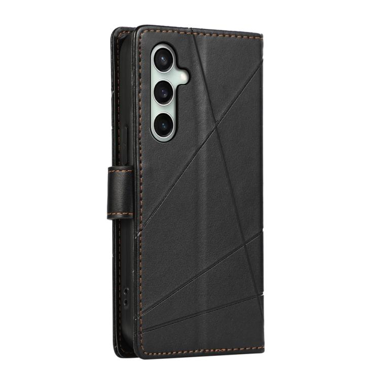 For Samsung Galaxy S25 FE 5G PU Genuine Leather Texture Embossed Line Phone Case