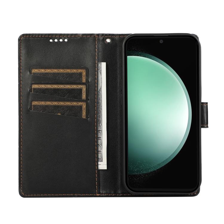 For Samsung Galaxy S25 FE 5G PU Genuine Leather Texture Embossed Line Phone Case