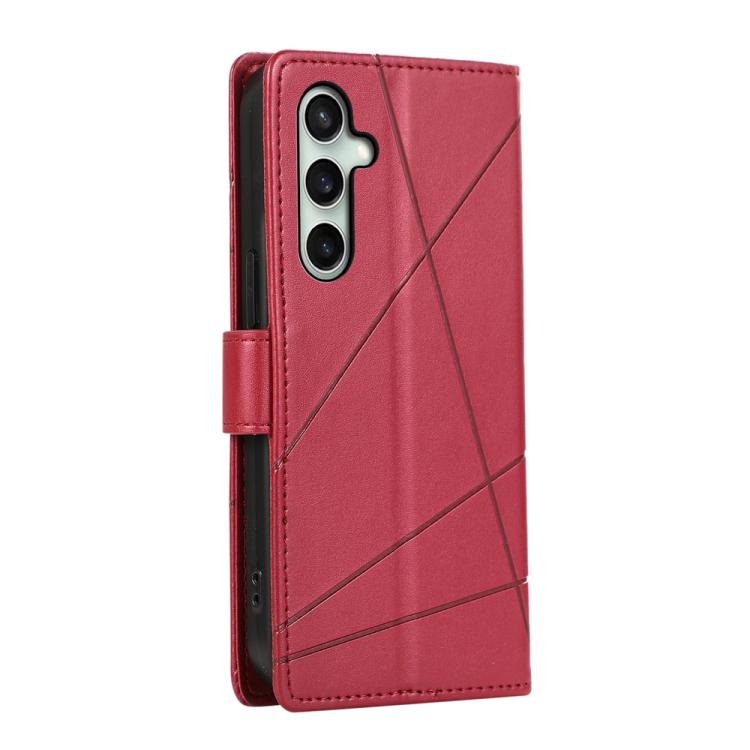 For Samsung Galaxy S25 FE 5G PU Genuine Leather Texture Embossed Line Phone Case