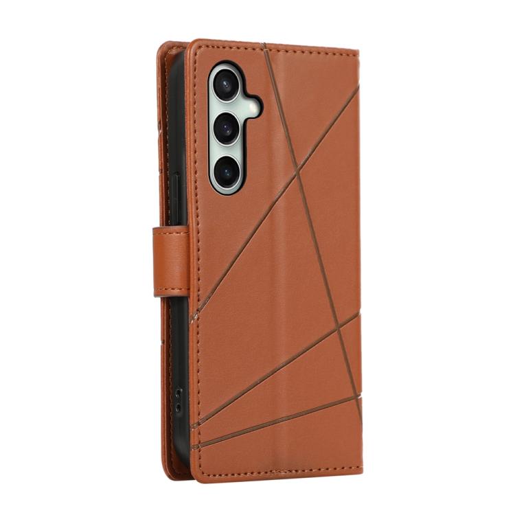 For Samsung Galaxy S25 FE 5G PU Genuine Leather Texture Embossed Line Phone Case