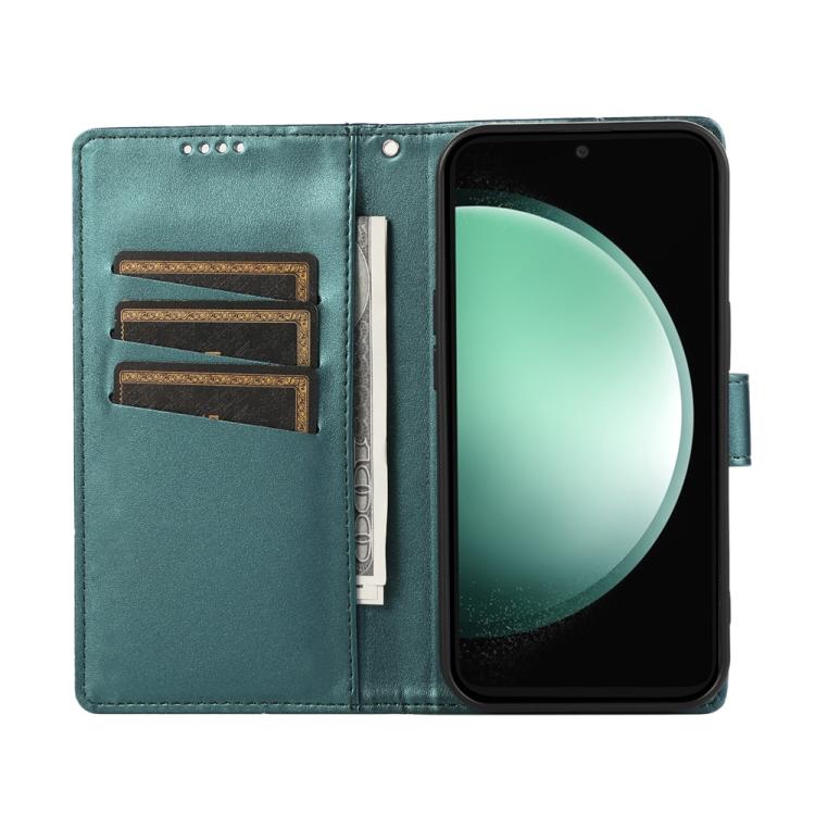 For Samsung Galaxy S25 FE 5G PU Genuine Leather Texture Embossed Line Phone Case