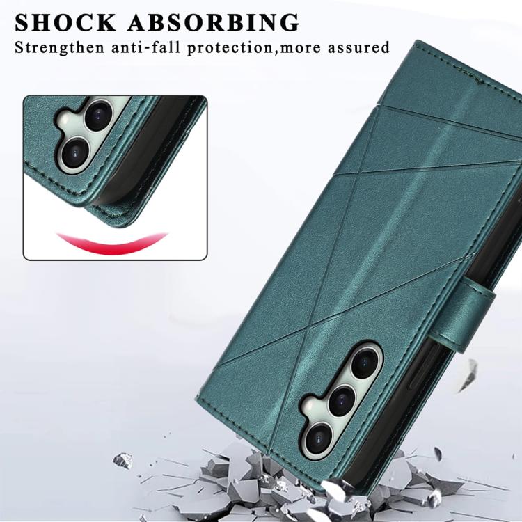 For Samsung Galaxy S25 FE 5G PU Genuine Leather Texture Embossed Line Phone Case