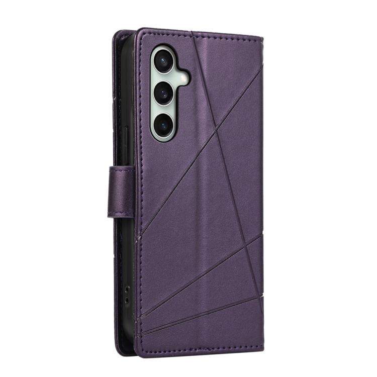 For Samsung Galaxy S25 FE 5G PU Genuine Leather Texture Embossed Line Phone Case