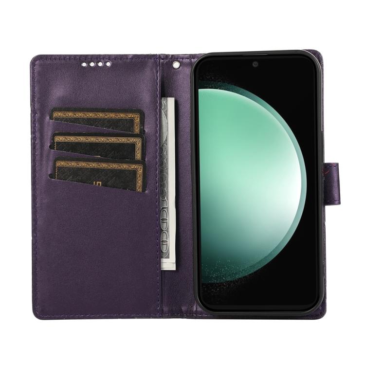 For Samsung Galaxy S25 FE 5G PU Genuine Leather Texture Embossed Line Phone Case