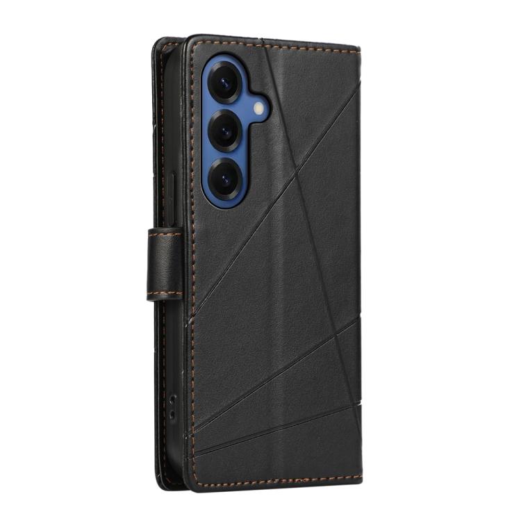For Samsung Galaxy S26 5G PU Genuine Leather Texture Embossed Line Phone Case