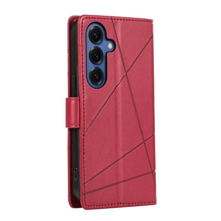 For Samsung Galaxy S26 5G PU Genuine Leather Texture Embossed Line Phone Case