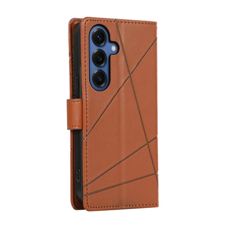 For Samsung Galaxy S26 5G PU Genuine Leather Texture Embossed Line Phone Case