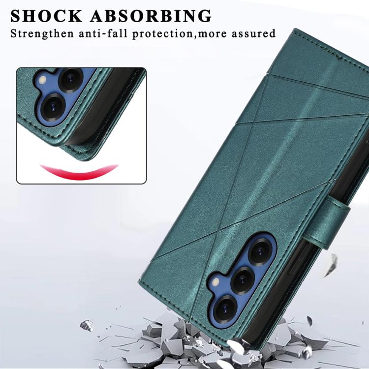 For Samsung Galaxy S26 5G PU Genuine Leather Texture Embossed Line Phone Case