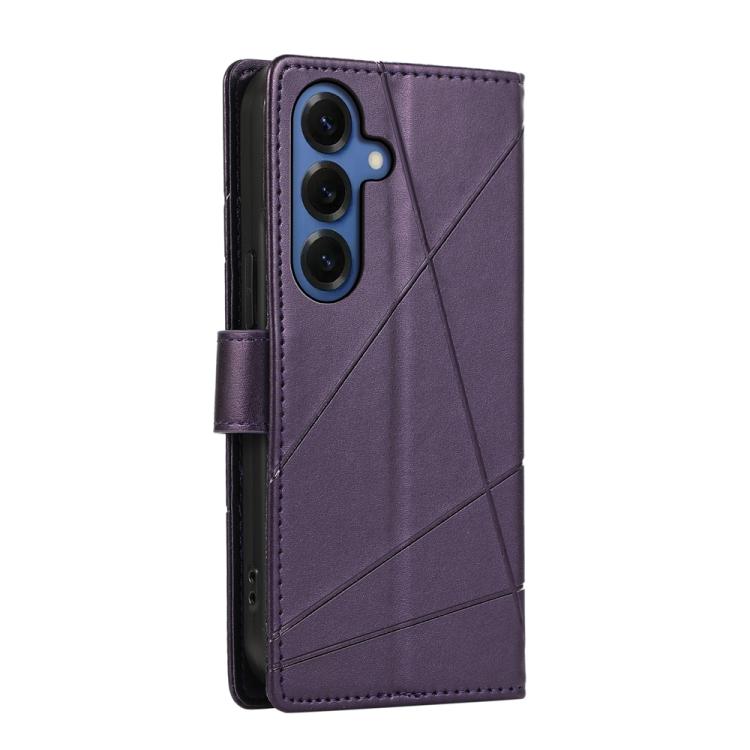 For Samsung Galaxy S26 5G PU Genuine Leather Texture Embossed Line Phone Case