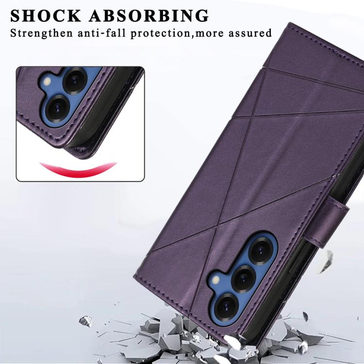 For Samsung Galaxy S26 5G PU Genuine Leather Texture Embossed Line Phone Case