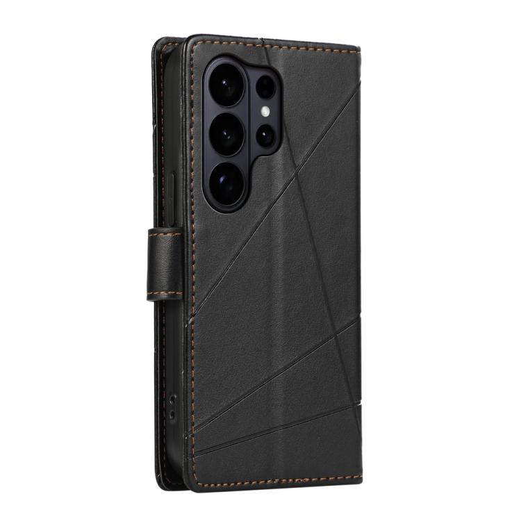 For Samsung Galaxy S26 Ultra 5G PU Genuine Leather Texture Embossed Line Phone Case