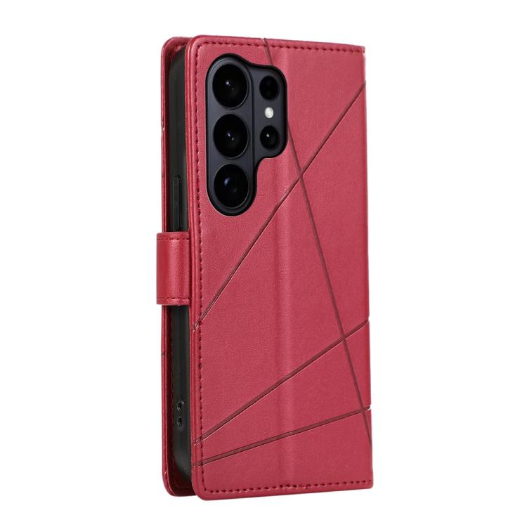 For Samsung Galaxy S26 Ultra 5G PU Genuine Leather Texture Embossed Line Phone Case