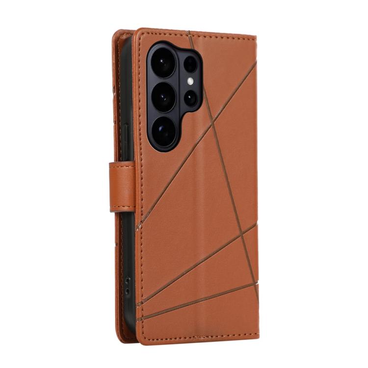 For Samsung Galaxy S26 Ultra 5G PU Genuine Leather Texture Embossed Line Phone Case