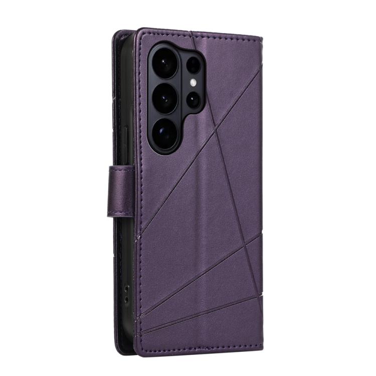 For Samsung Galaxy S26 Ultra 5G PU Genuine Leather Texture Embossed Line Phone Case