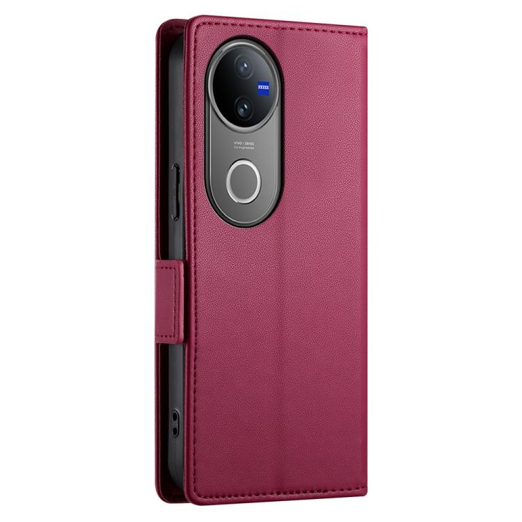 For vivo V50 Side Buckle Magnetic Frosted Leather Phone Case