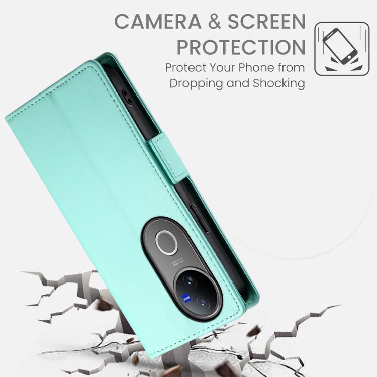 For vivo V50 Side Buckle Magnetic Frosted Leather Phone Case