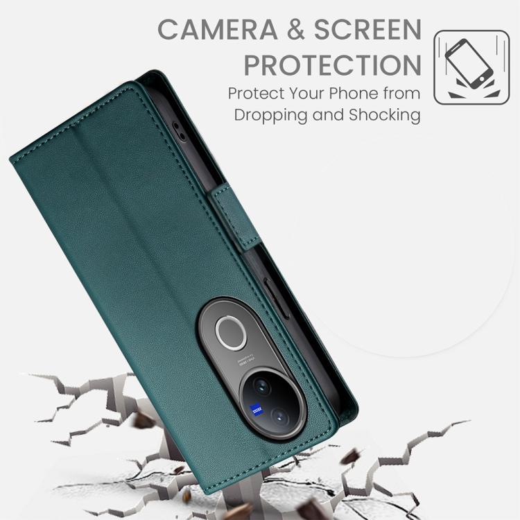 For vivo V50 Side Buckle Magnetic Frosted Leather Phone Case