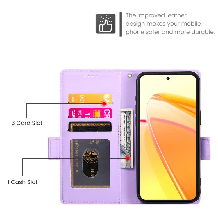 For vivo V50 Side Buckle Magnetic Frosted Leather Phone Case