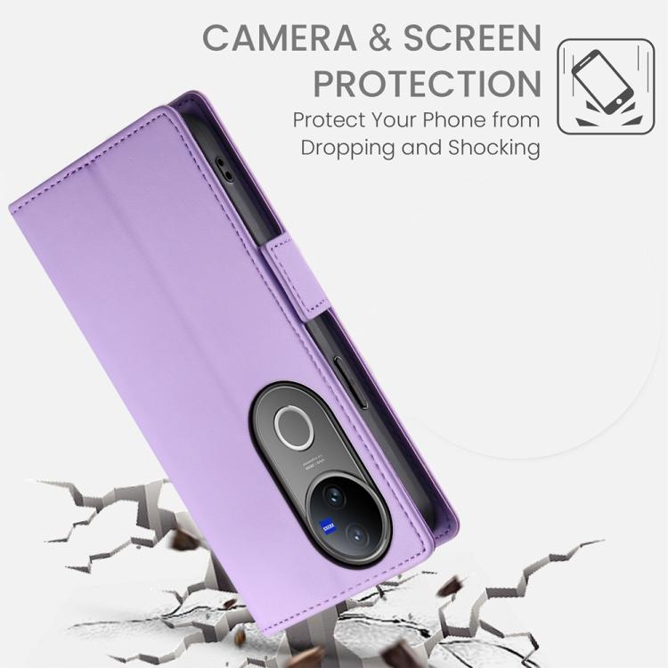 For vivo V50 Side Buckle Magnetic Frosted Leather Phone Case