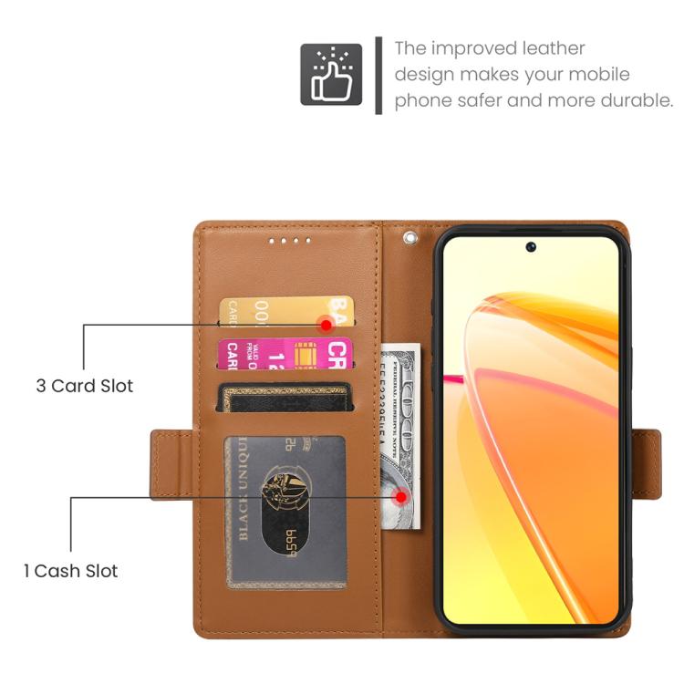For vivo V50 Side Buckle Magnetic Frosted Leather Phone Case