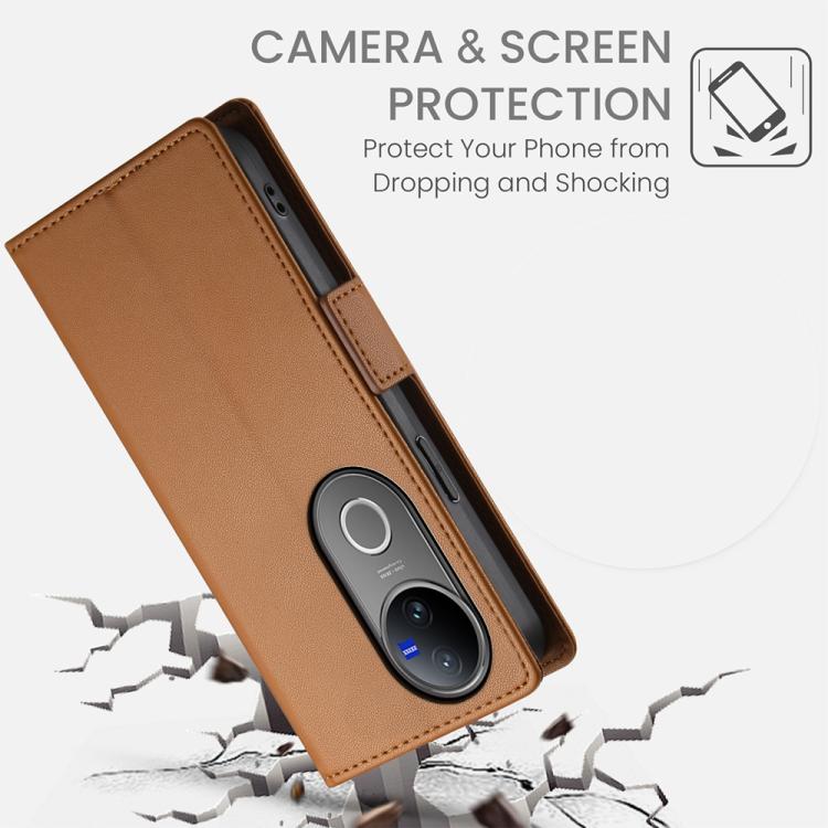 For vivo V50 Side Buckle Magnetic Frosted Leather Phone Case