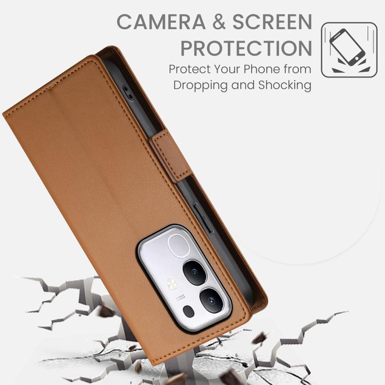 For vivo Y29s 5G / Y04 4G Side Buckle Magnetic Frosted Leather Phone Case