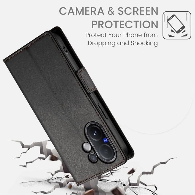 For vivo V60 5G Side Buckle Magnetic Frosted Leather Phone Case